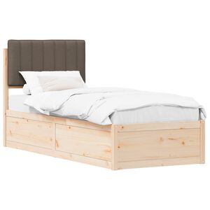 vidaXL Bettgestell mit gepolstertem Kopfteil Taupe 75 x 190 cm