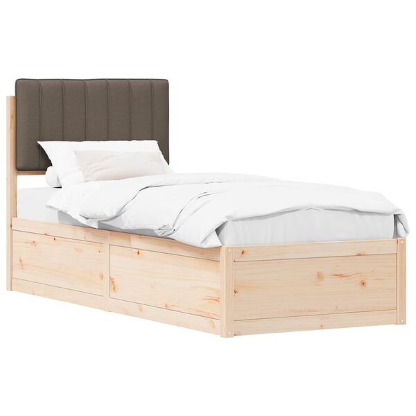 vidaXL Bettgestell mit gepolstertem Kopfteil Taupe 75 x 190 cm