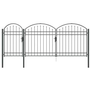 vidaXL Gartentor mit gew&ouml;lbtem Oberteil ASSEN 400 x 100 cm Stahl Grau