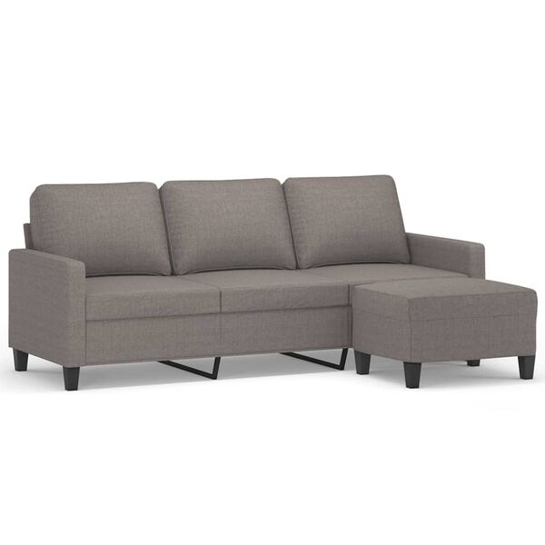 vidaXL 3-Sitzer-Sofa mit Hocker Taupe 180 cm Stoff