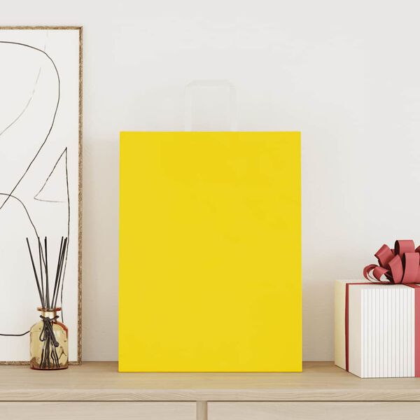 vidaXL Papiertragetaschen 50 Stk. mit Henkeln Gelb 32x12x42 cm