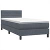vidaXL Boxspringbett mit Matratze Dunkelgrau 100x220 cm Samt