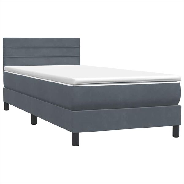 vidaXL Boxspringbett mit Matratze Dunkelgrau 100x220 cm Samt