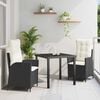 vidaXL Garten Essgruppe mit Kissen 3 pcs Schwarz Poly-Rattan