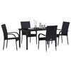vidaXL Garten Essgruppe 5 pcs Schwarz Pulverbeschichteter Stahl
