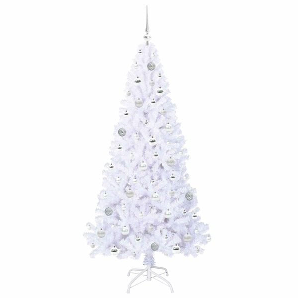 vidaXL K&uuml;nstlicher Weihnachtsbaum Wei&szlig; 180 cm PVC und Stahl