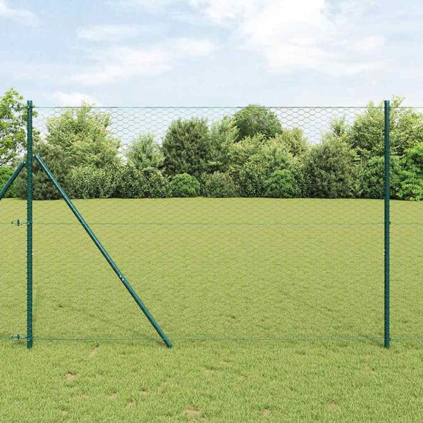 vidaXL Zaunpfosten Grau 50 x 1,5 m (36 mm Maschenweite) Stahl und PVC
