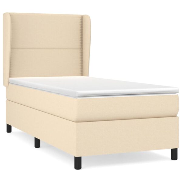 vidaXL Boxspringbett mit Matratze Creme 90x200 cm Stoff