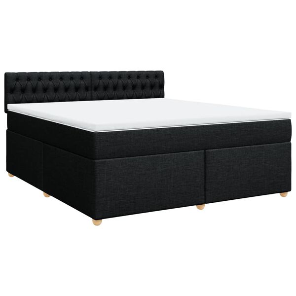 vidaXL Boxspringbett mit Matratze Schwarz 180x200 cm Stoff