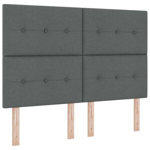 vidaXL LED Boxspringbett mit Kopfteil Dunkelgrau 160 x 200 cm Stoff