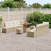 vidaXL Gartensofa-set mit Kissen mit Speicher 11 pcs Beige Poly Rattan