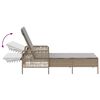 vidaXL Sonnenliege mit Kissen Beige 157 x 55 x 92cm Poly-Rattan