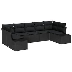 vidaXL Gartensofa-set mit Speicher 7 pcs Schwarz Poly Rattan