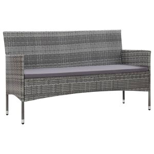vidaXL 3-Sitzer-Gartensofa mit Polstern Grau Poly Rattan