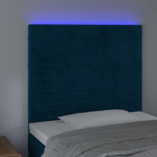 vidaXL LED Kopfteil Dunkelblau 100x5x118/128 cm Samt