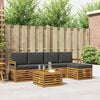 vidaXL Outdoor-Sofagarnitur mit Kissen 6 pcs Natur und Anthrazit