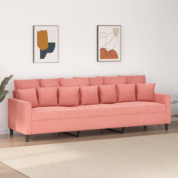vidaXL 3-Sitzer-Sofa Rosa 210 cm Samt