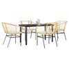 vidaXL 5-tlg. Garten-Essgruppe mit Kissen Braun Poly Rattan Glas