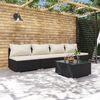 vidaXL 5-tlg. Garten-Lounge-Set mit Kissen Poly Rattan Schwarz