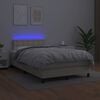 vidaXL Boxspringbett mit Matratze & LED Creme 120x200 cm Kunstleder