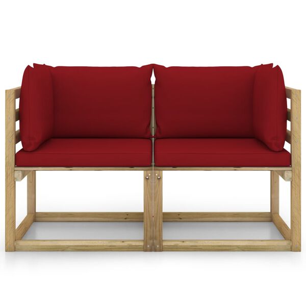 vidaXL Garten-Ecksofas & Kissen in Gr&uuml;n 2 Stk. Kiefernholz