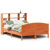vidaXL Massivholzbett mit Regal ohne Matratze Wachsbraun 140x200 cm