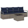 vidaXL Sofa Set 5 stk. 4-Sitzanzahl Grau und Blau Poly-Rattan