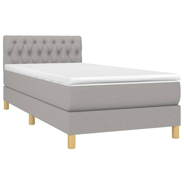 vidaXL Boxspringbett mit Matratze & LED Hellgrau 80x200 cm Stoff