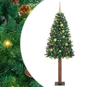vidaXL Schlanker Weihnachtsbaum mit 300 LEDs mit St&auml;nder Gr&uuml;n 180 cm