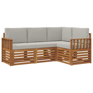 vidaXL Sofagarnituren 4 pcs Nat&uuml;rlich und Hellgrau Massivholz Akazie