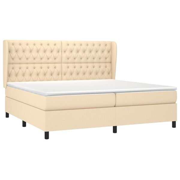 vidaXL Boxspringbett mit Matratze Creme 200x200 cm Stoff
