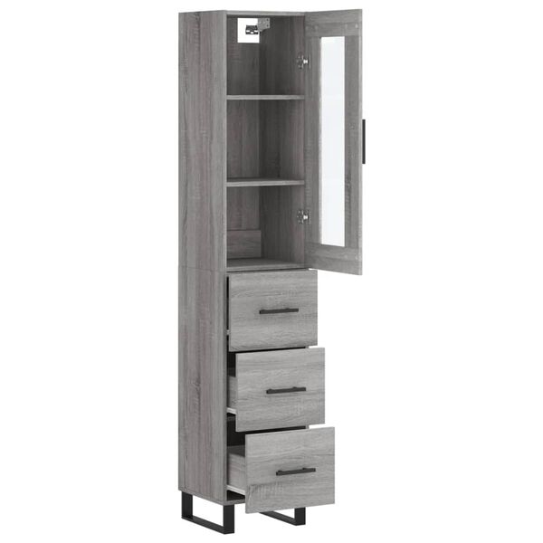 vidaXL Highboard Grau Sonoma 34,5x34x180 cm Holzwerkstoff