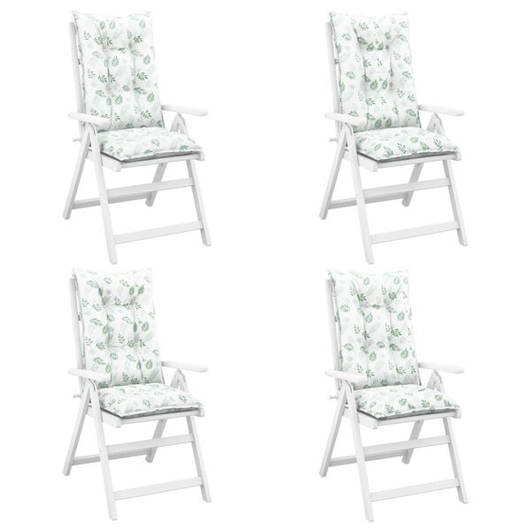 vidaXL Gartenstuhlauflagen f&uuml;r Hochlehner 4Stk. Blattmuster 120x50x7cm