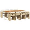 vidaXL 9-tlg. Garten-Essgruppe mit Kissen Beige Poly Rattan