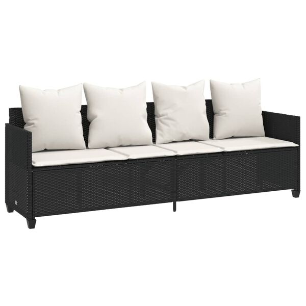 vidaXL 5-tlg. Garten-Sofagarnitur mit Kissen Schwarz Poly Rattan
