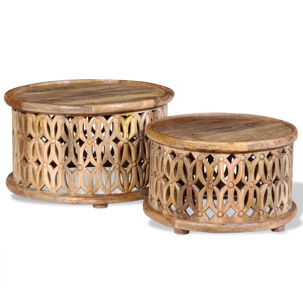 vidaXL Couchtisch-Set 2-teilig aus Massivem Mangoholz