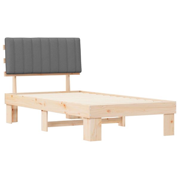 vidaXL Bettgestell mit gepolstertem Kopfteil Hellgrau 100 x 200 cm