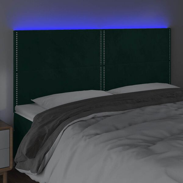 vidaXL LED Kopfteil Dunkelgr&uuml;n 180x5x118/128 cm Samt