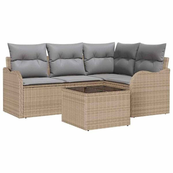 vidaXL Gartensofa-set mit Speicher 5 pcs Schwarz Poly-Rattan