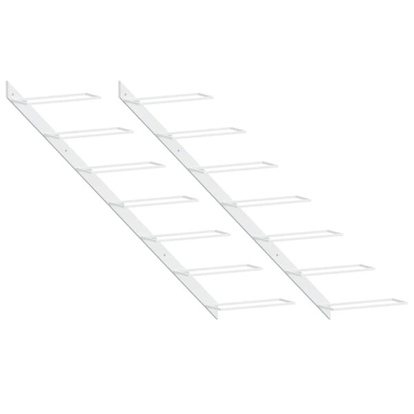 vidaXL Wand-Weinregale f&uuml;r 7 Flaschen 2 Stk. Wei&szlig; Metall