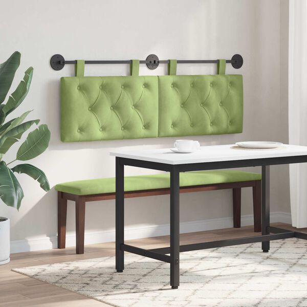 vidaXL H&auml;ngevorderseite Wandmontiert Hellgr&uuml;n 130 x 55 x 7 cm Samt