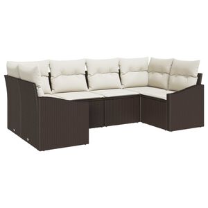 vidaXL Sofa Set mit Kissen 6 pcs Braun Poly Rattan