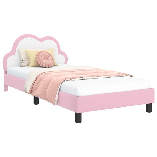 vidaXL Kinderbettgestell mit Kopfteil mit Kopfteil Rosa 80 x 200 cm PU