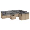 vidaXL 10-tlg. Garten-Sofagarnitur mit Kissen Beige Poly Rattan
