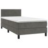 vidaXL Boxspringbett mit Matratze & LED Dunkelgrau 90x190 cm Samt
