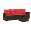 vidaXL 5-teiliges Gartensofa-Set mit Kissen, braun, Polyrattan