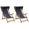 vidaXL Liegestuhl 2 pcs 3 Position Massives Eukalyptus Holz Blau