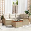 vidaXL Garten-Sofa-Set mit Kissen mit Speicher 5 pcs Beige und Creme
