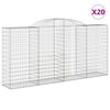 vidaXL Gabionen mit Hochbogen 20 Stk 300x50x140/160cm Verzinktes Eisen