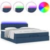 vidaXL Ottoman-Bett mit Matratzen & LEDs Blau 200x200 cm Stoff